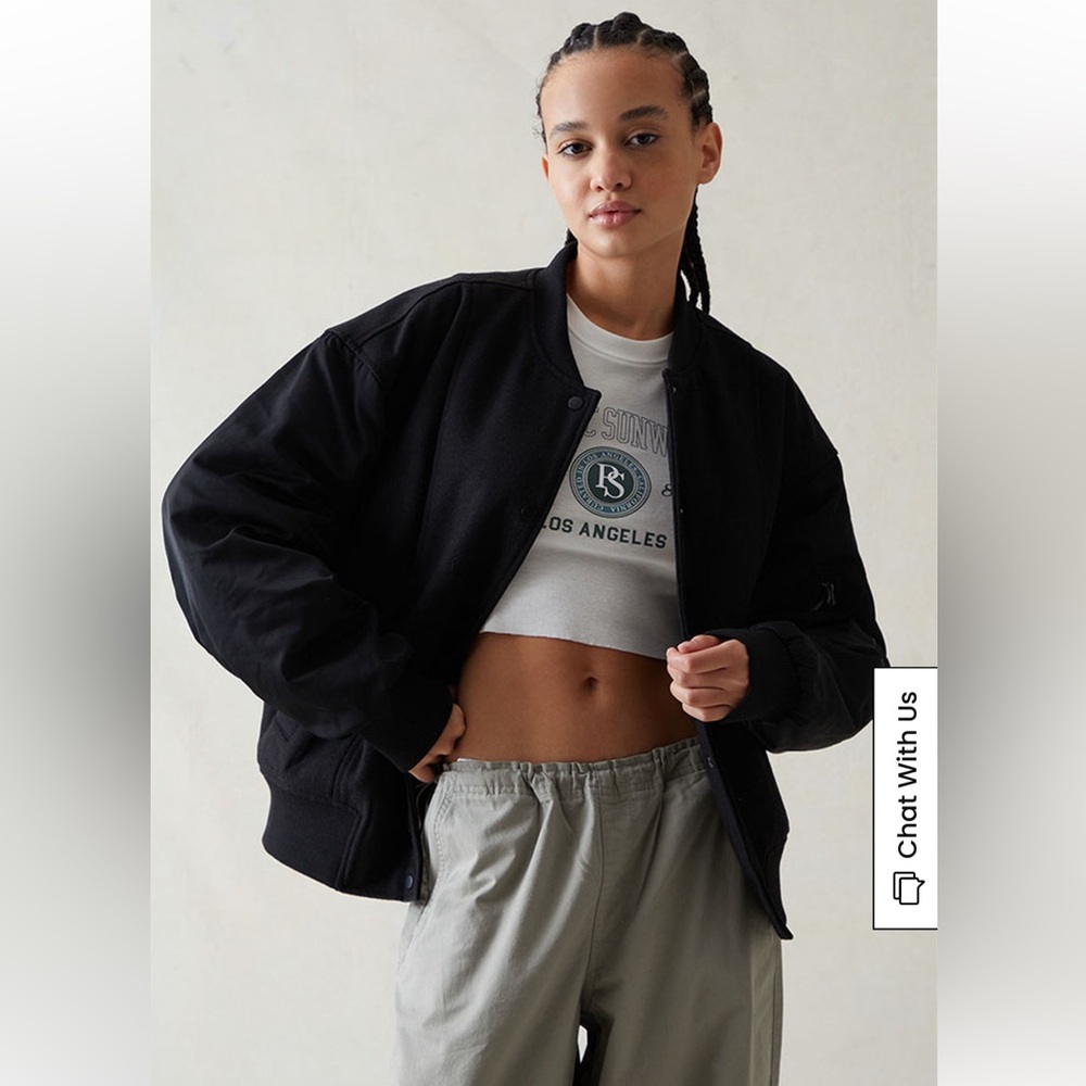 Pacsun Women's Black Varsity Bomber Jacket M/L‎